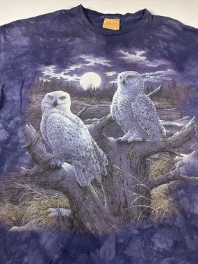 Vtg 90s The Mountain T Shirt Nature Tee Forest Snow Owls Mens 3XL RARE tie Dye